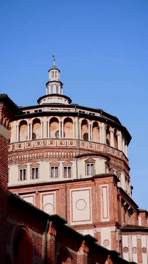 4K Slow Motion Perspective View Of Bramante Dome Milan Vídeo Stock 332121910