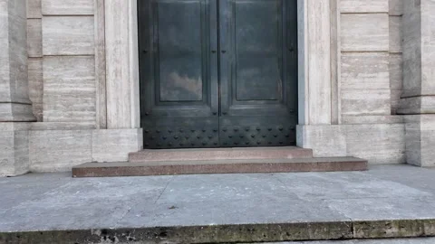 4K Slow Motion Perspective View Of Ancient Church Portal Rome Stock Footage 332274870