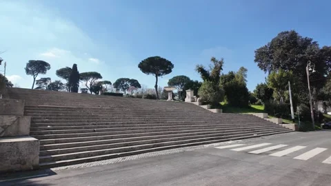 4K Slow Motion Perspective View Of Villa Borghese Entrance Stairs 스톡 동영상 332274887