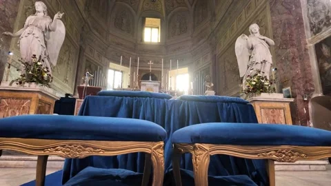 4K Slow Motion Perspective Of Wedding Altar Setup Stock-Footage 333920430
