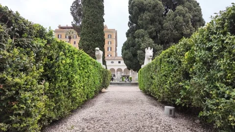 4K Slow Motion POV Perspective Of Ancient Caracalla Baths Gardens Video stock 332873229