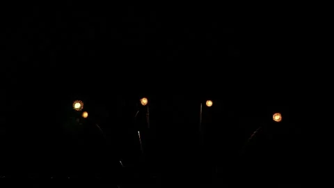 4K slow motion of real fireworks at night sky background. Stock Footage 132587486