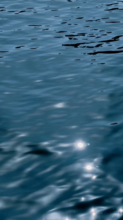 4K Slow Motion Reflective Blue Water Surface Video – Tranquil Dark Teal Waves Stock Footage 315875552