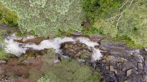 4K Slow motion Scottish waterfall - Drone Stock Footage 85664079