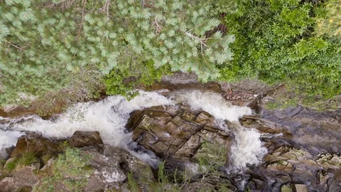 4K Slow motion Scottish waterfall - Drone Stock Footage 85664925