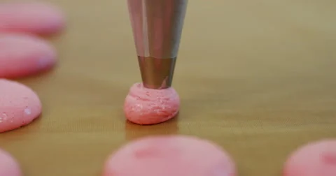 4k slow motion shot of preparing macaroons. Stock Footage 47536144