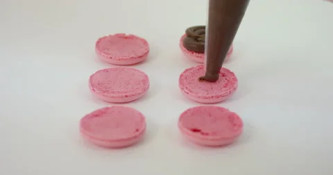 4k slow motion shot of preparing macaroons. Stock Footage 47537024