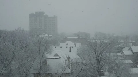 4K Slow motion, Snow Day in mid town Stock Footage