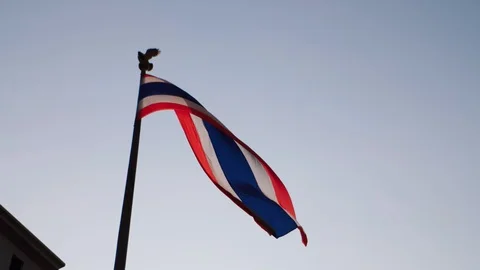 4K Slow motion Thai flag waving in the blue sky in a windy day Stock-Footage 102572340