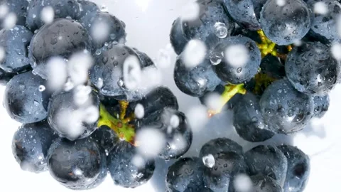4K slow motion video of large grapes being washed in the shower. Stock Footage 243788498