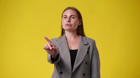 4k slow motion video of one woman who stopping someone with a negative facial Stock Footage 243375890