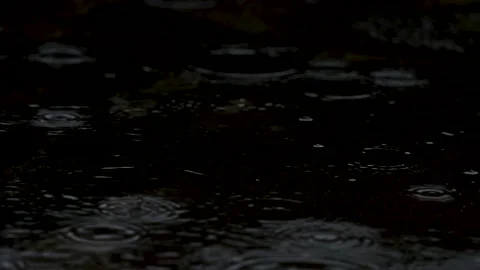 4K slow motion video of raindrops falling on water. Stock Footage 158713165
