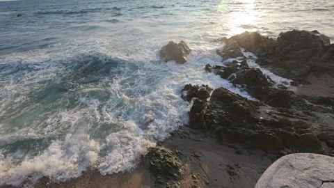 4K slow-motion video of the shoreline Stock Footage 345867277
