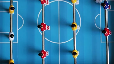 4K Slow motion video of a table football foosball match from above. Top view Stock Footage 340798533
