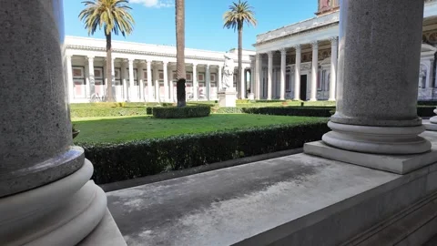 4K Slow Motion View Of Medieval Monastery Cloister And Garden Rome Stock Footage 331538662