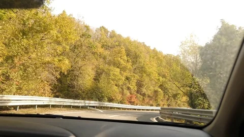 4k, slow motion. view of the road from the car. roadside mountain road Stock-Footage 82288502