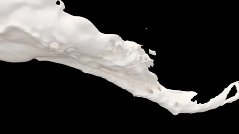 4k slow motion vortex milk flow with a splashes isolated with alpha matte Stock Footage 127536388