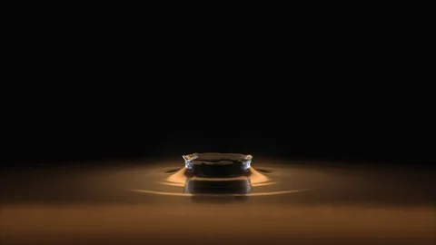 4k Slow-motion water drop making crown splash on black background shooting Stock Footage 87231321