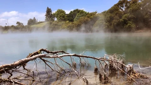 [4k] Slow Moving White Haze Over Swamp Water Video stock 101861577