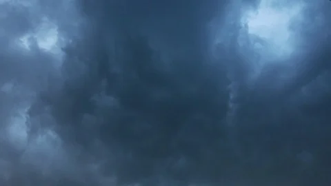 4K Slowly Moving Thunder Clouds and Heavy Rain Timelapse Stock Footage