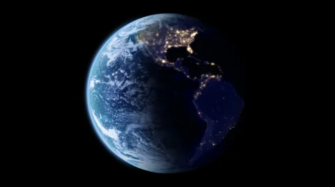 4K Slowly rotating Earth with night lights Stock Footage 38393761