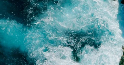 4k Slowmotion drone shot of powerful ocean waves crashing rocks in Tenerife 스톡 동영상 90292326