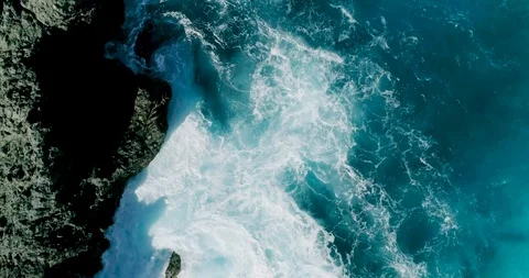 4k Slowmotion drone shot of powerful ocean waves crashing rocks in Tenerife 스톡 동영상 90308625