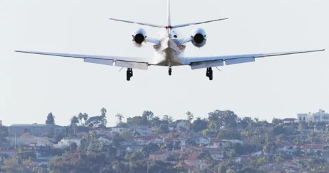 4K of small jet taking off on the runaway strip. Passenger transportation video 스톡 동영상 130552937