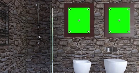 4k. Small, modern bathroom interior Stock Footage 73524788