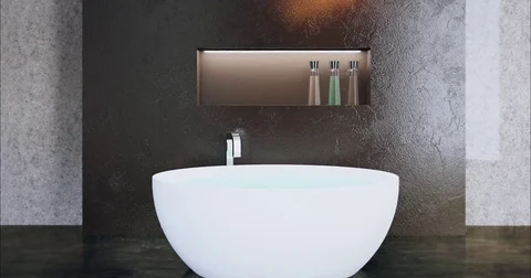 4k. Small, modern bathroom interior Stock Footage 73619928