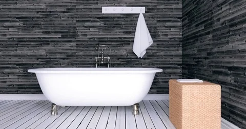 4k. Small, modern bathroom interior Stock Footage 73632614