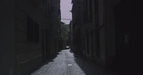 4k small tiny european street at summer in slow motion with lens flare Stock Footage 54197169