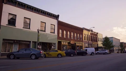 4k Small Town at Sunset Stock Footage 78885732