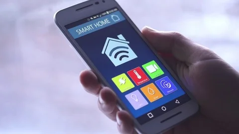 4K Smart Home Temperature Control on Smartphone App - Heating Stock Footage 70788285