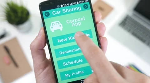 4K Smartphone Car Sharing Carpool Request a Ride.mp4 Stock Footage 57676563