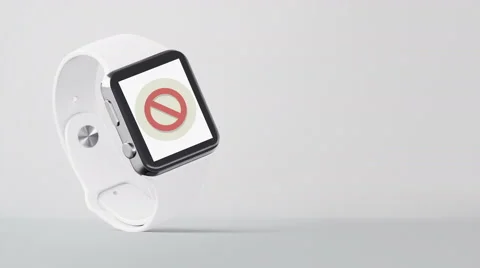 4k - Smartwatch with blocking logo symbol icon sign Stock Footage 68946129
