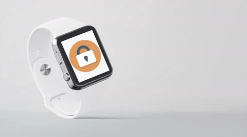 4k - Smartwatch with lock logo symbol icon sign Stock Footage 68945320