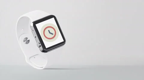4k - Smartwatch with time logo symbol icon sign Stock Footage 68945229