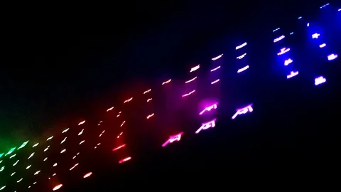 4K smoke over computer lighted keyboard Video stock 105322686