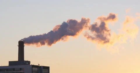 4K - Smoke Stack Blows Smoke on a Clear Day in China 스톡 동영상 57653011
