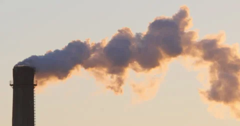 4K - Smoke Stack Blows Smoke on a Clear Day in China 스톡 동영상 57653534