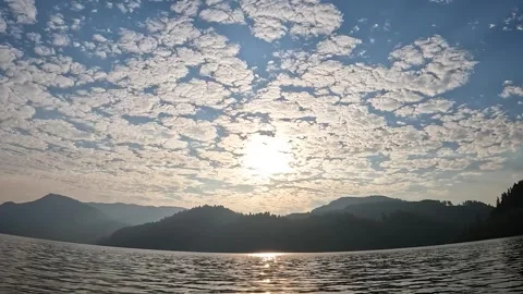 4K smooth action camera footage while kayaking on forested Yale Lake, WA, USA Stock Footage 340877834