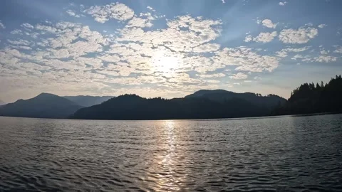 4K smooth action camera footage while kayaking on forested Yale Lake, WA, USA Stock Footage 340877851