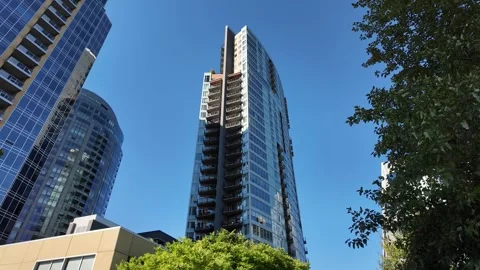 4K smooth stabilized video of modern high rise buildings in Portland, Oregon Stock-Footage 317758407