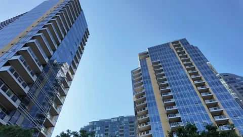 4K smooth stabilized video of modern high rise buildings in Portland, Oregon Stock Footage 317758507