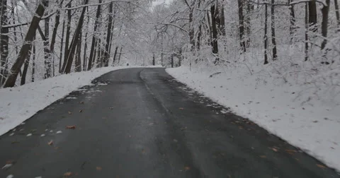 4K, snowfall on upstate road Video stock 47042983