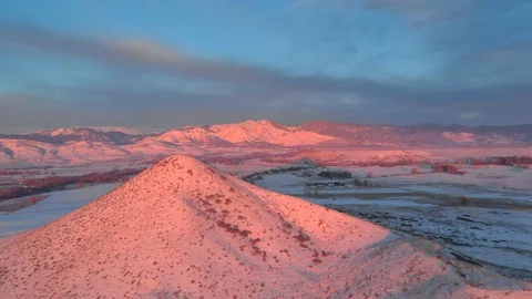 4K Snowy Mountains Winter Drone Sunrise Boulder Colorado 3 Stock Footage 108225762