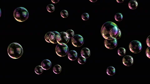 4k soap bubbles isolated on black background, seamless loop Stock Footage 44136915