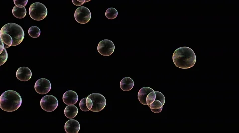 4k soap bubbles isolated on black background, seamless loop ( Stock Footage 44137382