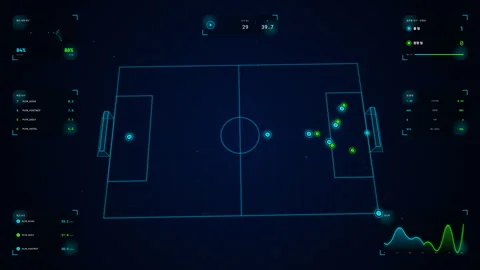 4K Soccer Analytics HUD Set-Piece Corner Kick Ballistic Trajectory Loop Stock Footage 335268409